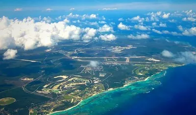 Pemandangan Punta Cana dari pesawat