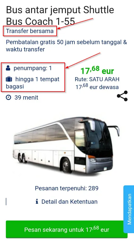 Fragmen halaman situs web dengan deskripsi mobil.