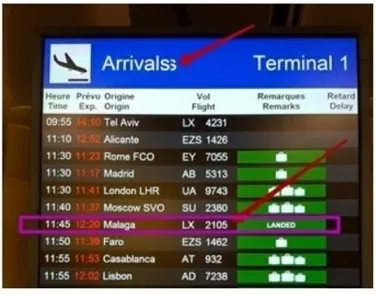 Papan informasi bandara