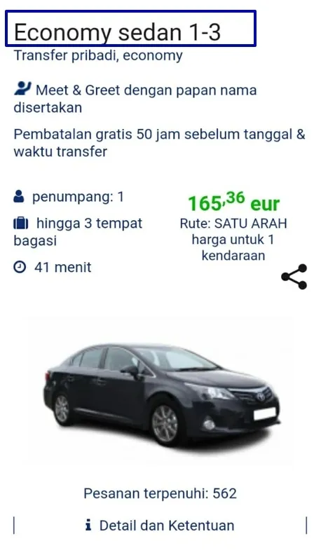 Car class for personal transfer