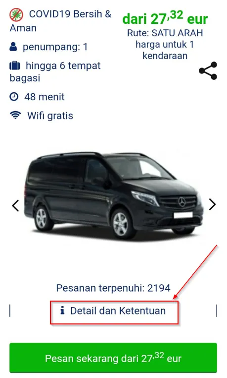 Detail dan kondisi mobil